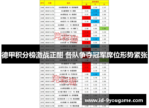 德甲积分榜激战正酣 各队争夺冠军席位形势紧张